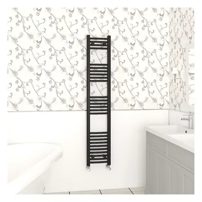 (1600x300mm, Black) NRG Curved Central Heating Towel Rail Bathroom Heated Rad Radiators Ladder W