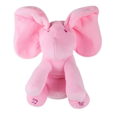 (Pink) Electric Adorable Small Elephant Animated Flappy Push Doll Kids Present