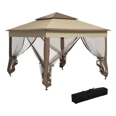 Outsunny Garden Folding Tent Heavy Duty Pop Up Gazebo Outdoor for Party Khaki