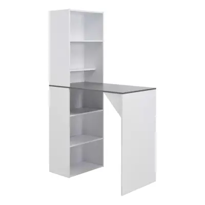 vidaXL Bar Table with Cabinet White 115cm Home Breakfaset High Desk Furniture