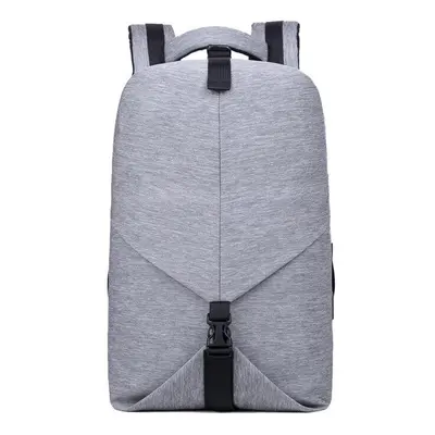 (Light Gray) 20L USB Nylon Backpack Teenager School Bag 15.6 Inch Laptop Bag Waterproof Shoulder