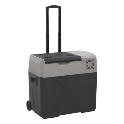 (50 l, without adapter) vidaXL Cool Box with Wheel and Handle Car Fridge Black and Grey Polyprop