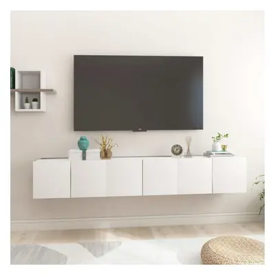 vidaXL 3x Hanging TV Cabinets White Entertainment Centre TV Stand Wall Unit