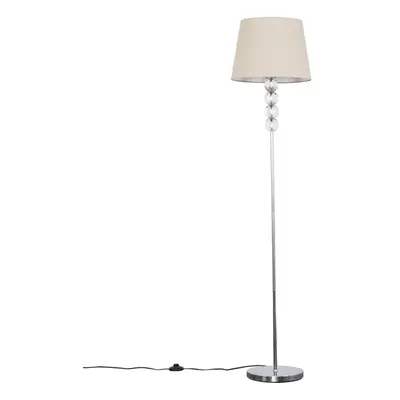 Modern Silver Chrome & Clear Acrylic Ball Floor Lamp with a Beige Tapered Shade