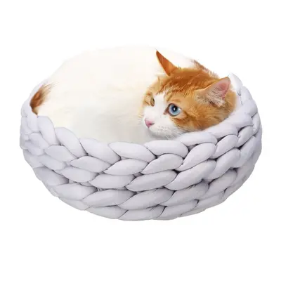 (Type C) 40CM Handmade Knitting Pet Cat Dog Pet Bed Nests House Cushion Mat Pad Washable