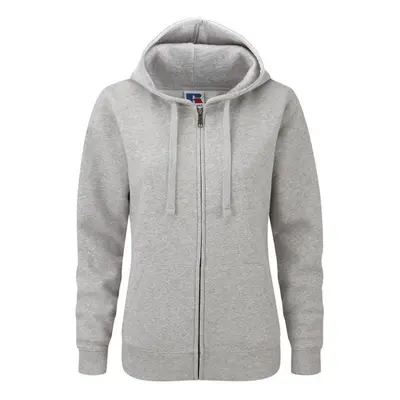 (L, Light Oxford) Russell Mens Authentic Full Zip Hooded Sweatshirt / Hoodie