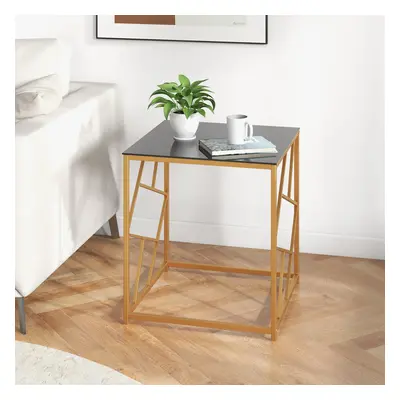 Side Table Modern Sofa End Table Desk Nightstand Tempered Glass Tabletop