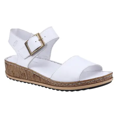 (White, UK 4) Hush Puppies Ellie Womens White Chunky Leather Wedge Sandals