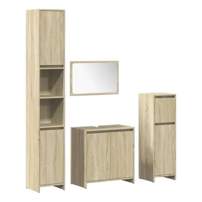 vidaXL Bathroom Furniture Set Piece Sink Cabinet Sonoma Oak Engineered Wood