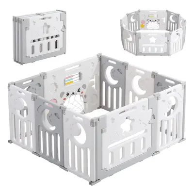 (8+2) Panel Baby Playpen Folding Fence Kids Play Yard