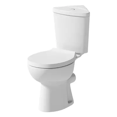 Bathroom Close Coupled Corner Toilet Space Saving WC Pan Soft Close Seat Cistern