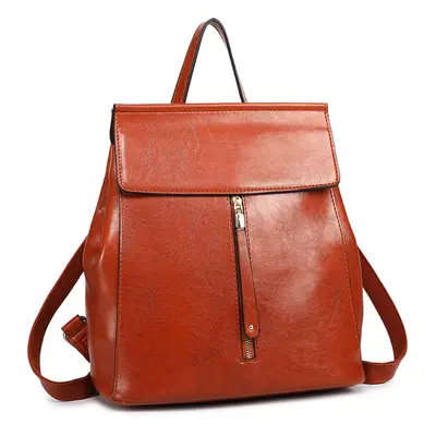 (Brown 6833) Faux Leather Women's Fashion Backpack