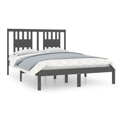 vidaXL Solid Wood Pine Bed Frame Grey 120x200 cm Wooden Bedstead Bed Base