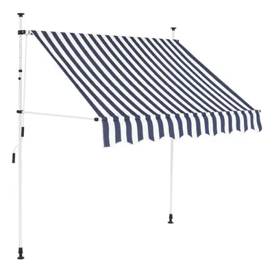 vidaXL Manual Retractable Awning 200cm Blue and White Stripes Window Canopy