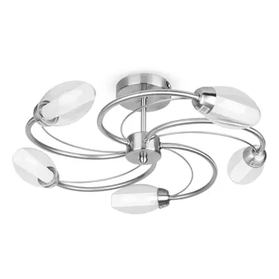 Modern Way Brushed Chrome & Glass Swirl Design Flush Ceiling Light