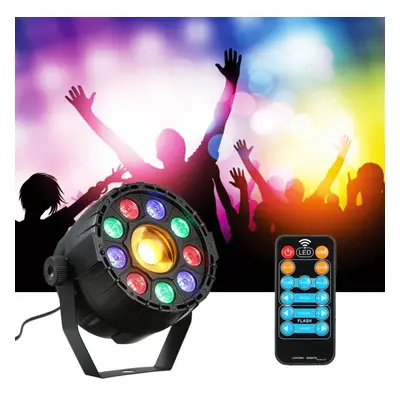 (US Plug) 15W LED Strobe Par Lamp RGB Yellow DMX Sound Remote Control Stage Light for DJ Party A