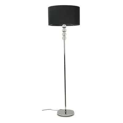 ValueLights Eleanor Chrome Floor Lamp with Medium Charcoal Reni Shade