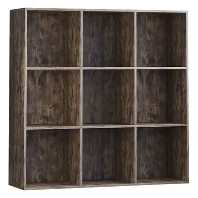 (Dark Wood) Durham Cube Bookcase 3x3 Shelf Rack Storage Unit