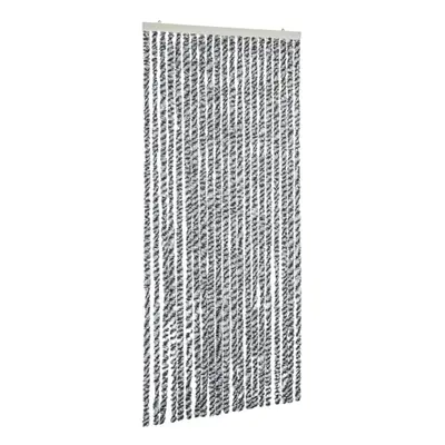 vidaXL Fly Curtain Fly Screen Grey and Black and White 100x230 cm Chenille