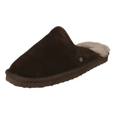 (UK 6, Dark Brown (Brown)) Mens Padders Genuine Lined Sheepskin Mule Slippers Nevis - G Fit