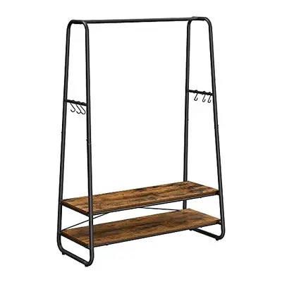 Clothes Rail Heavy Duty Shelf Clothes Rack S Hooks and Steel Frame for Bedroom Industrial Rustic