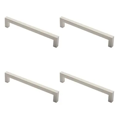 4x Square Mitred Door Pull Handle x 19mm 300mm Fixing Centres Satin Steel