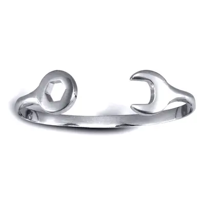 Jewelco London Solid 9ct White Gold Spanner Baby Bangle Bracelet - JKB074