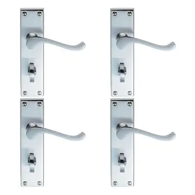 4x PAIR Victorian Scroll Handle on Bathroom Backplate x 41mm Satin Chrome