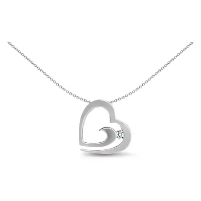 Jewelco London Ladies Solid 9ct White Gold Channel Set Round H I2 0.04ct Diamond Love Heart Char