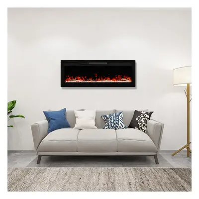 (50 Inch) Black Electric Fireplace Color Wall Mounted