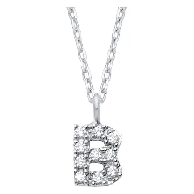 Jewelco London Ladies Rhodium Plated Sterling Silver Encrusted Mini Initial Pendant Necklace + i