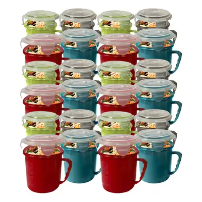 24 Microwave Soup Mug 700ml Food Porridge Bowl Cup Airtight Clip Lock