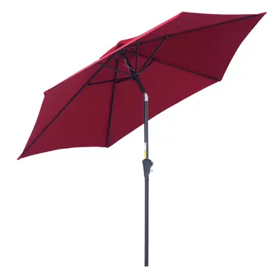 Outsunny 2.6M Patio Umbrella Parasol Sun Shade Garden Aluminium Wine Red