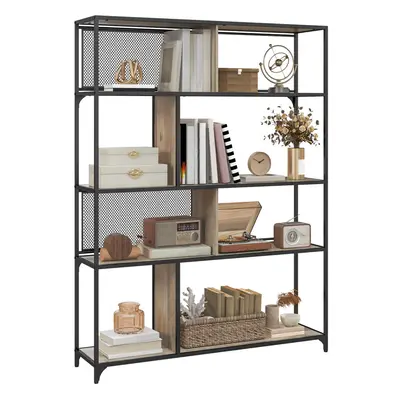 HOMCOM Industrial Tier Book Shelf with Sliding Mesh Doors, for Living Room