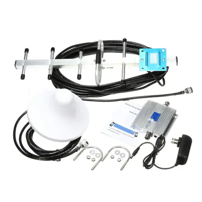 110-240V LCD GSM 900Mhz Cell Phone Signal Repeater Booster Amplifier+Yagi Antenna Kit