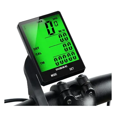 (Green) 2.8 inch Bike Wireless Computer Multifunction Rainproof Riding Bicycle Odometer Backligh