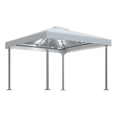 vidaXL Gazebo with LED String Lights 300x300 cm Cream Aluminium Patio Sunshade