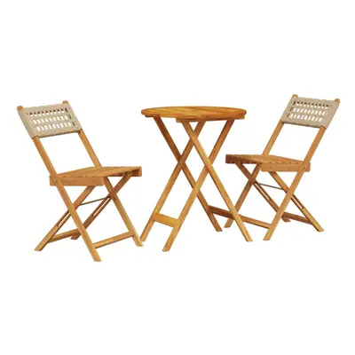 vidaXL Bistro Set Piece Outdoor Bar Set Beige Poly Rattan and Solid Wood