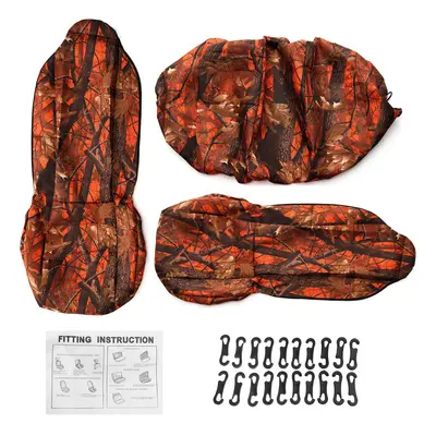 (Orange) Universal Front + Back Camouflage Design Car Seat Covers Full Sets Protect Mat