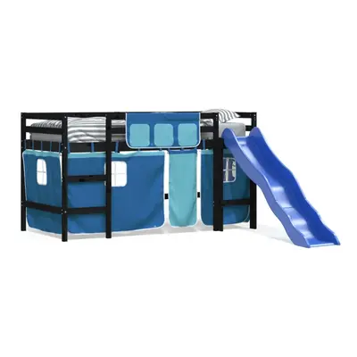 (black and blue, x cm) vidaXL Kids' Loft Bed with Curtains Children Mid Sleeper Bed Solid Wood P