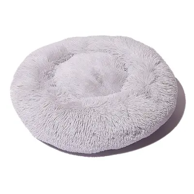 (Light Grey) 70cm Plush Fluffy Soft Pet Bed for Cats & Dogs Calming Bed Pad Soft Mat Home