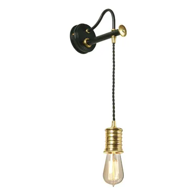 Wall Light Sconce Black Highly Polished Brass Finish LED E27 60W Bulb