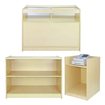 Shop Counter Maple Retail Shelves Display Storage Cabinet Till Block A1200