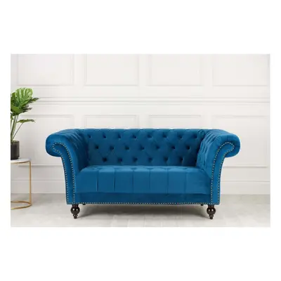 Chesterfield Sofa Seater Birlea Chester Blue Velvet Studded Settee