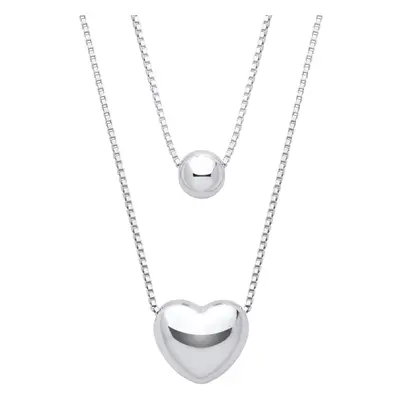 Jewelco London Ladies Rhodium Plated Sterling Silver 3D Domed Love Heart Bead Slider Multi-stran