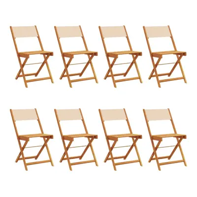 (beige, pcs) vidaXL Bistro Chairs Outdoor Chair Dining Chair Solid Wood Acacia and Fabric