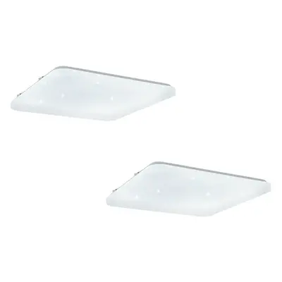 2 PACK Wall Flush Ceiling Light White Shade White With Crystal Effect LED 33.5W