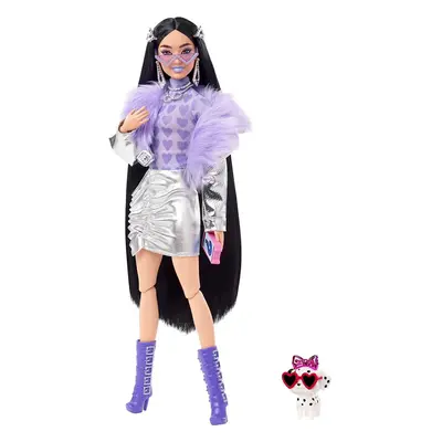 Barbie Extra Jacket with fur and purple boots Articulated doll with metallic clothes, accessorie