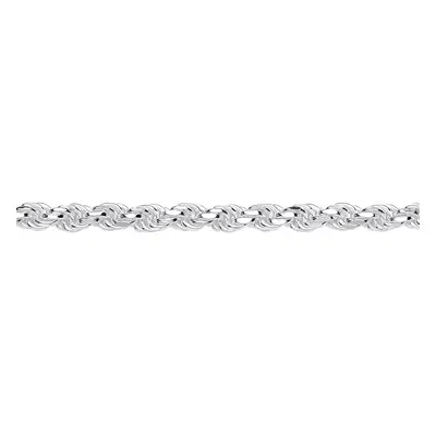 Jewelco London Mens Rhodium Plated Sterling Silver Diamond-cut Solid Rope Chain Bracelet 4mm 8.5