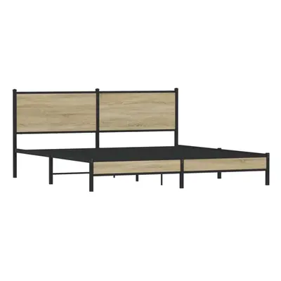 vidaXL Metal Bed Frame with Headboard Bed Base Bedstead Sonoma Oak 160x200 cm